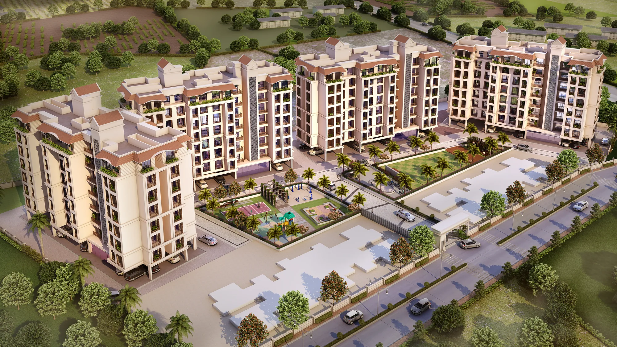 Aerial architectural view of K.K. Park Residences