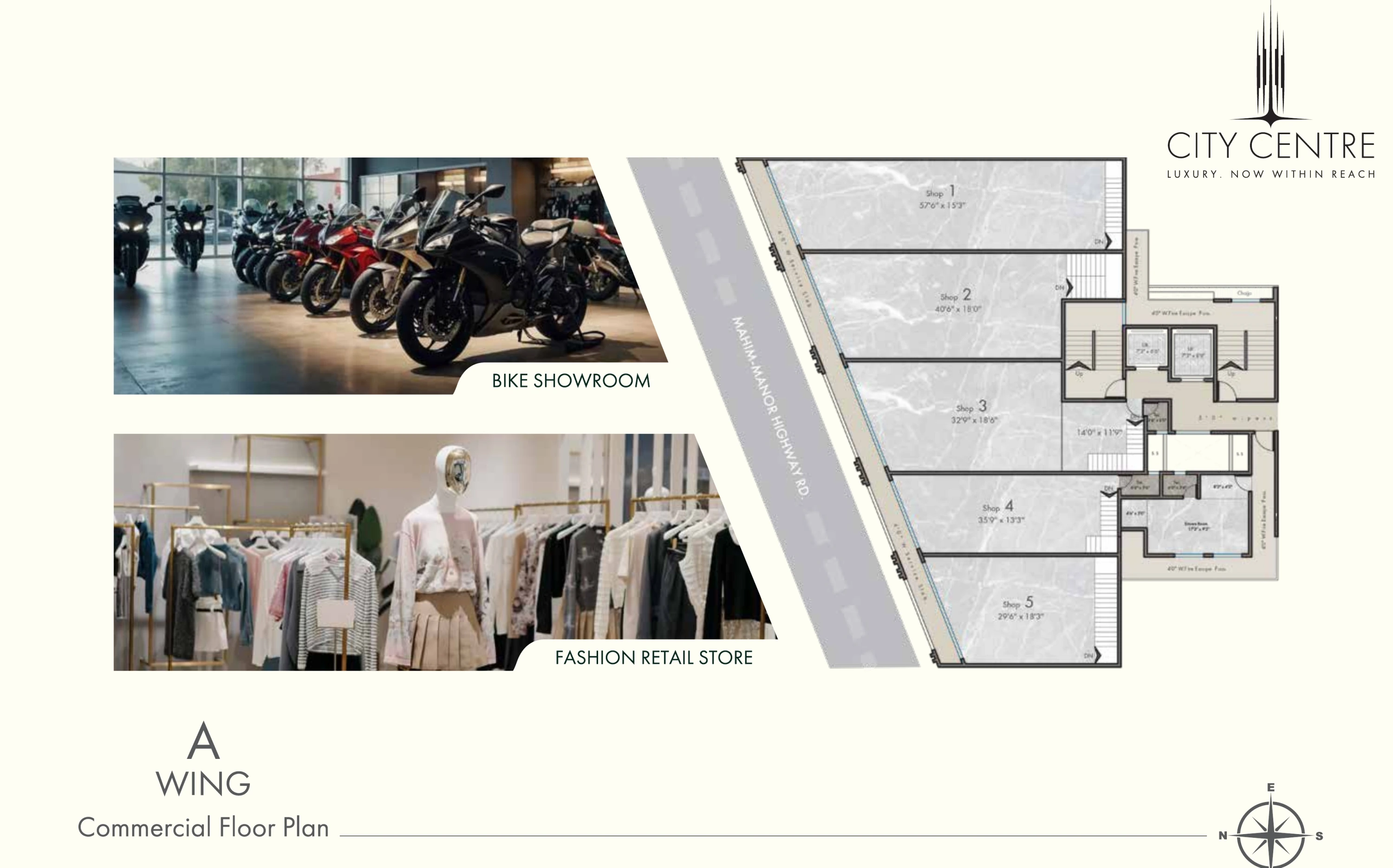 K.K. City Centre A Wing commercial floor plan with shop layouts