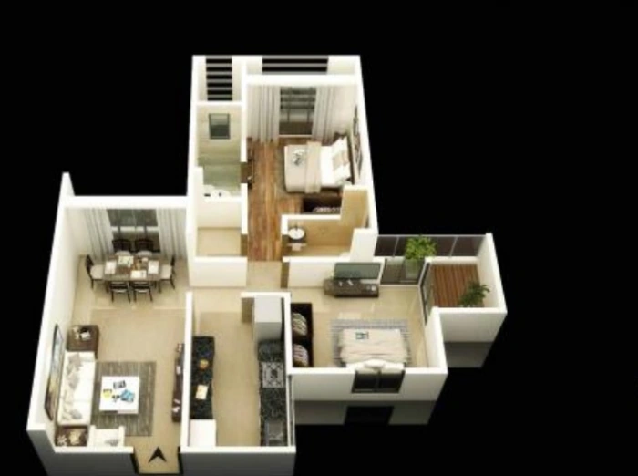 Crescent Point-II two bedroom apartment layout illustration
