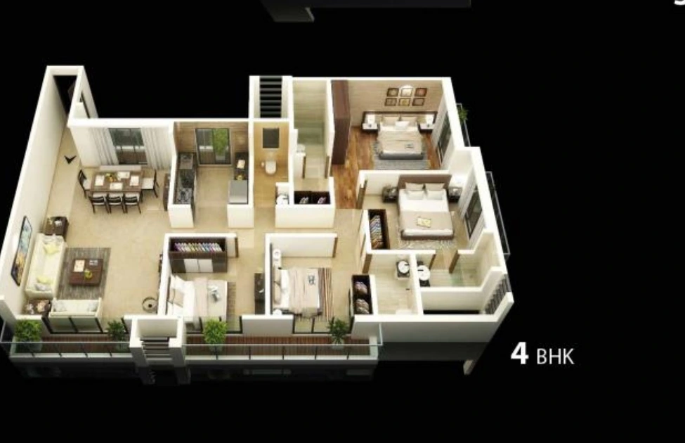 Crescent Point-II four bedroom apartment layout illustration