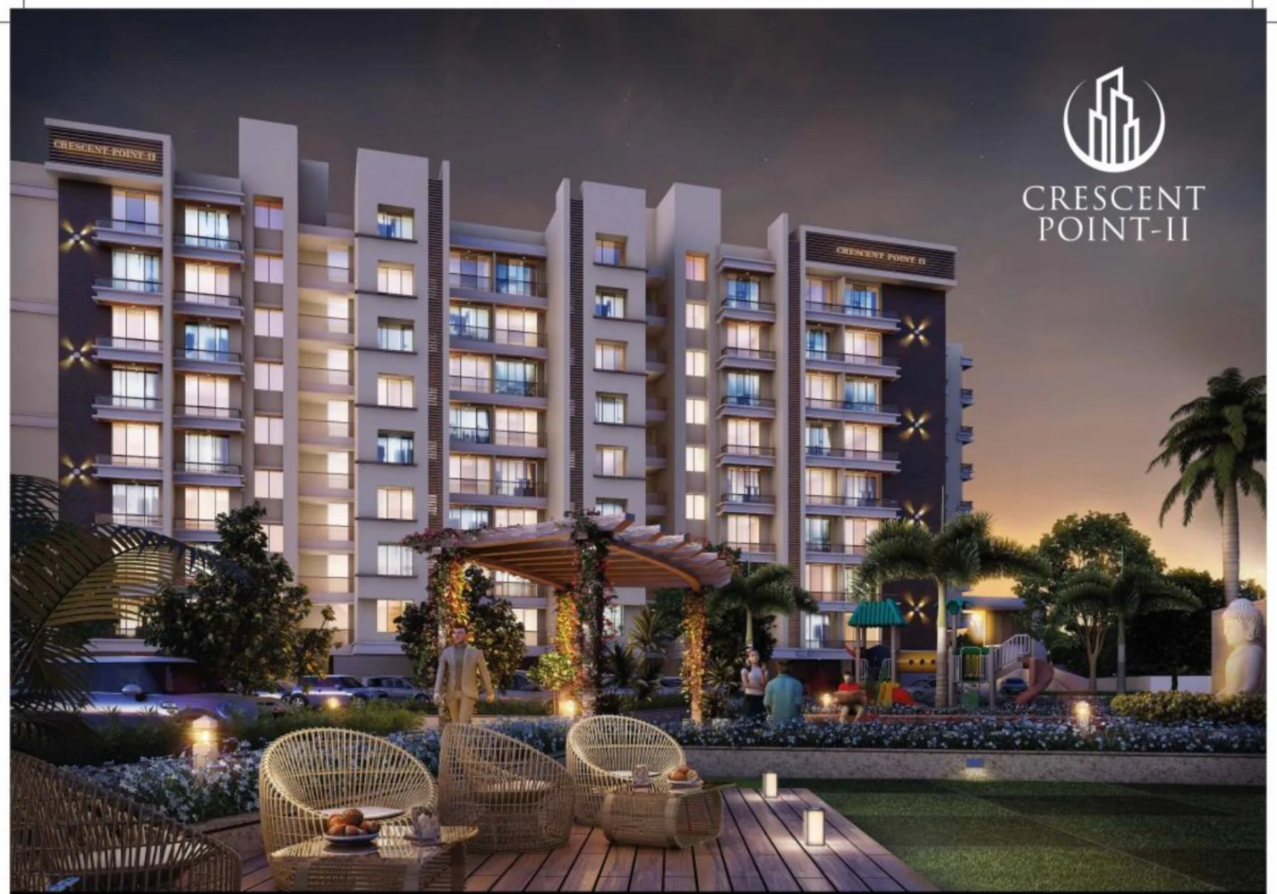 Evening architectural rendering of K.K. Crescent Point-II