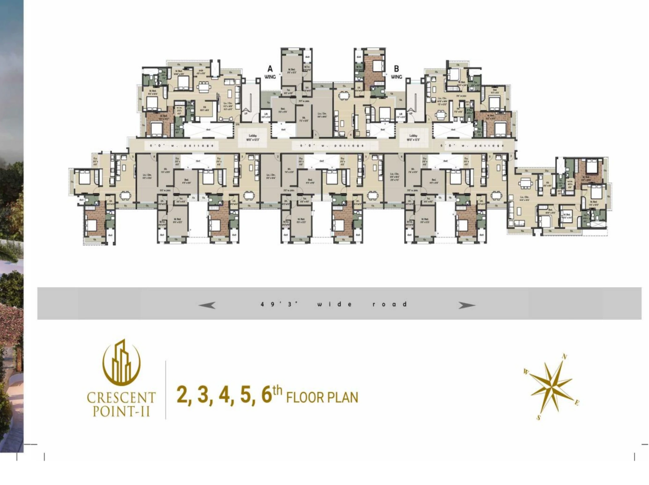 Crescent Point-II typical floor plan for floors 2 to 6
